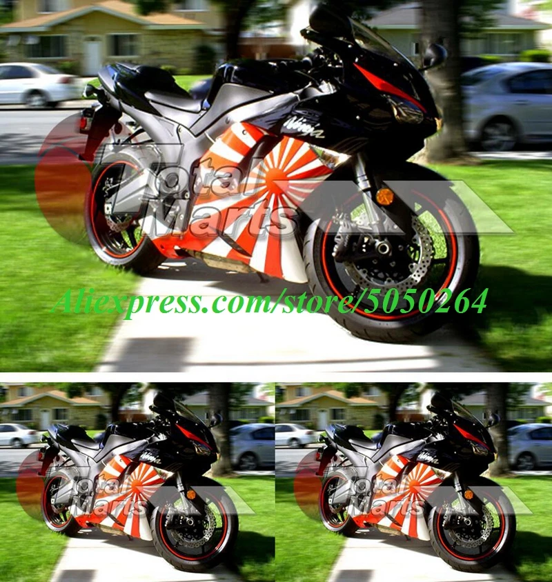 

4Gifts New ABS bike Fairings Kit Fit for kawasaki Ninja ZX6R 636 2007 2008 07 08 6R ZX-6R Bodywork set White red