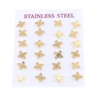 Набор серег-гвоздиков из нержавеющей стали, позолоченный цветок 6 мм x 6 мм, размер столбапроволоки: (20 Калибр), 1 комплект (12 Пары В компл.)