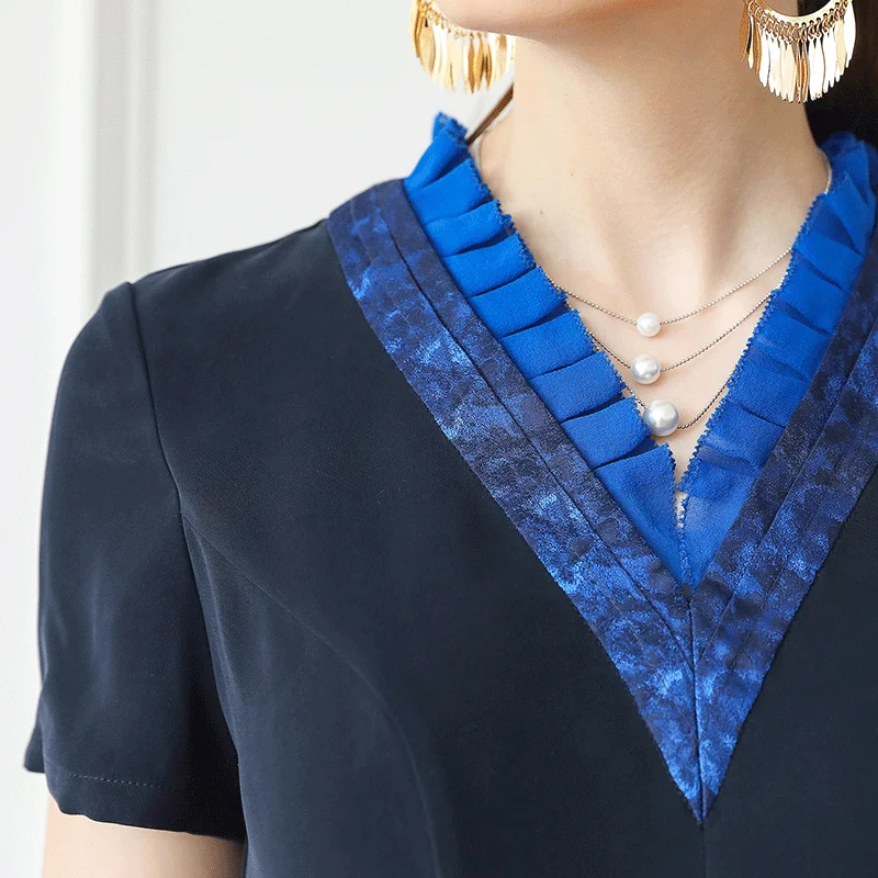 тяжёлая работа шелковый офис г - жа женское платье на с V женский блуд юбка одежда