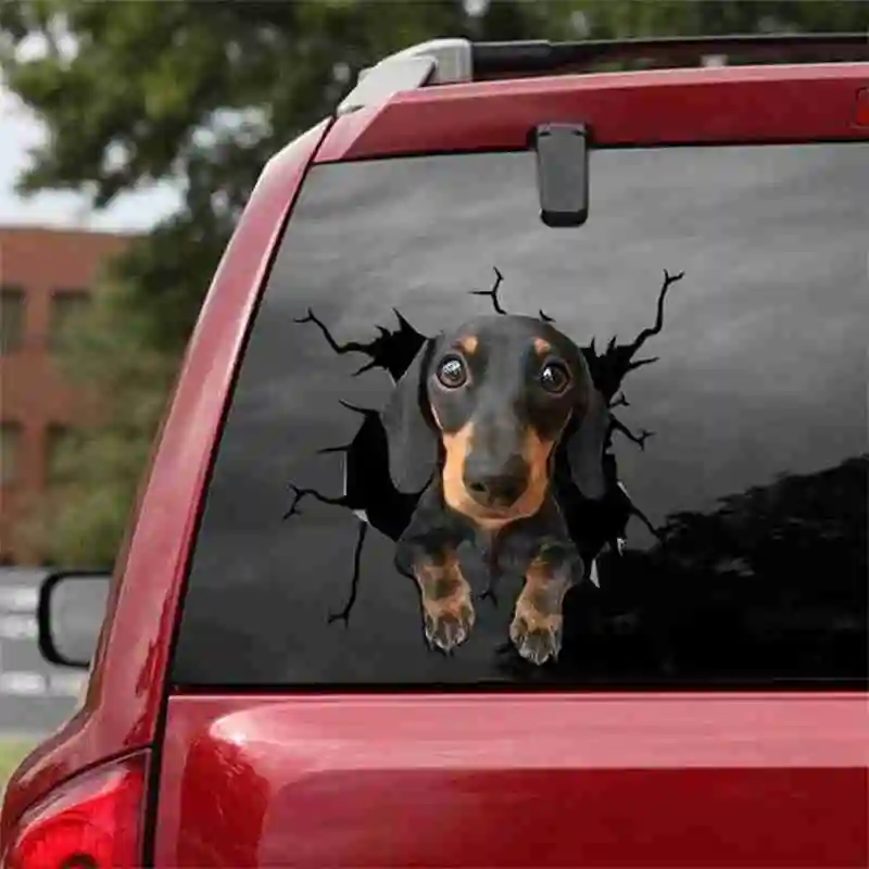 

Car Crack Cute Animal Dog Sticker Vinyl 3D Stereo Anime Funny Creative Car Decal Sticker 4 Model Can Choose