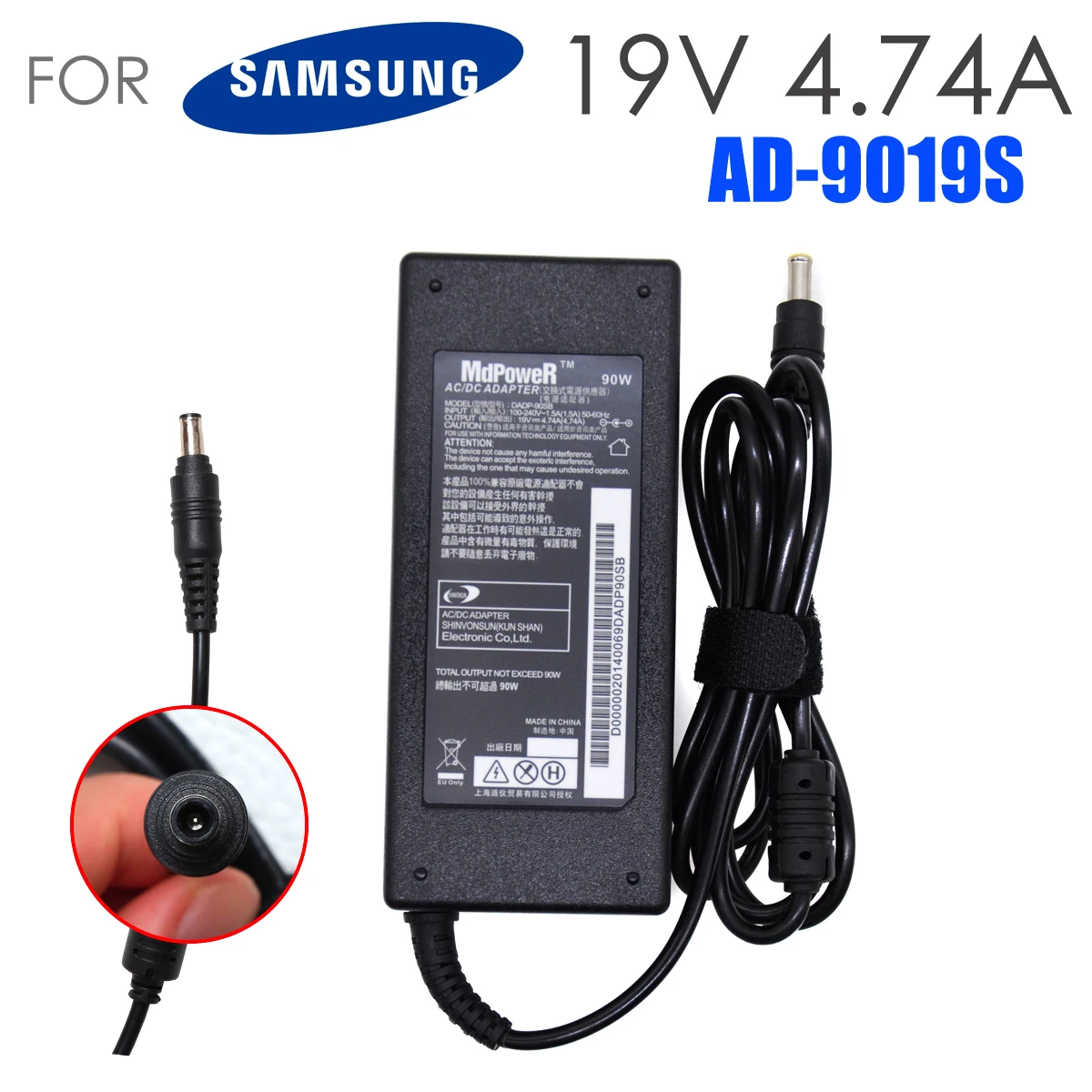 

For samsung R728 R730 R780 RC410 Q460 Q470 R18 R20 R23 R25 R26 R410 R428 R429 laptop power supply AC adapter charger 19V 4.74A