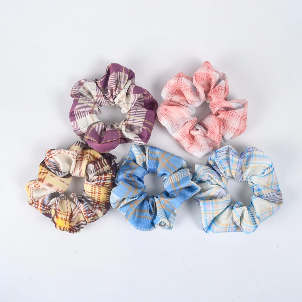

1 Pcs New Women Sweet Hair Ring Rope Lattice Large Intestine Circle Daily Fabrics Hair Ring Rope Ins Fashion Hair Accessories