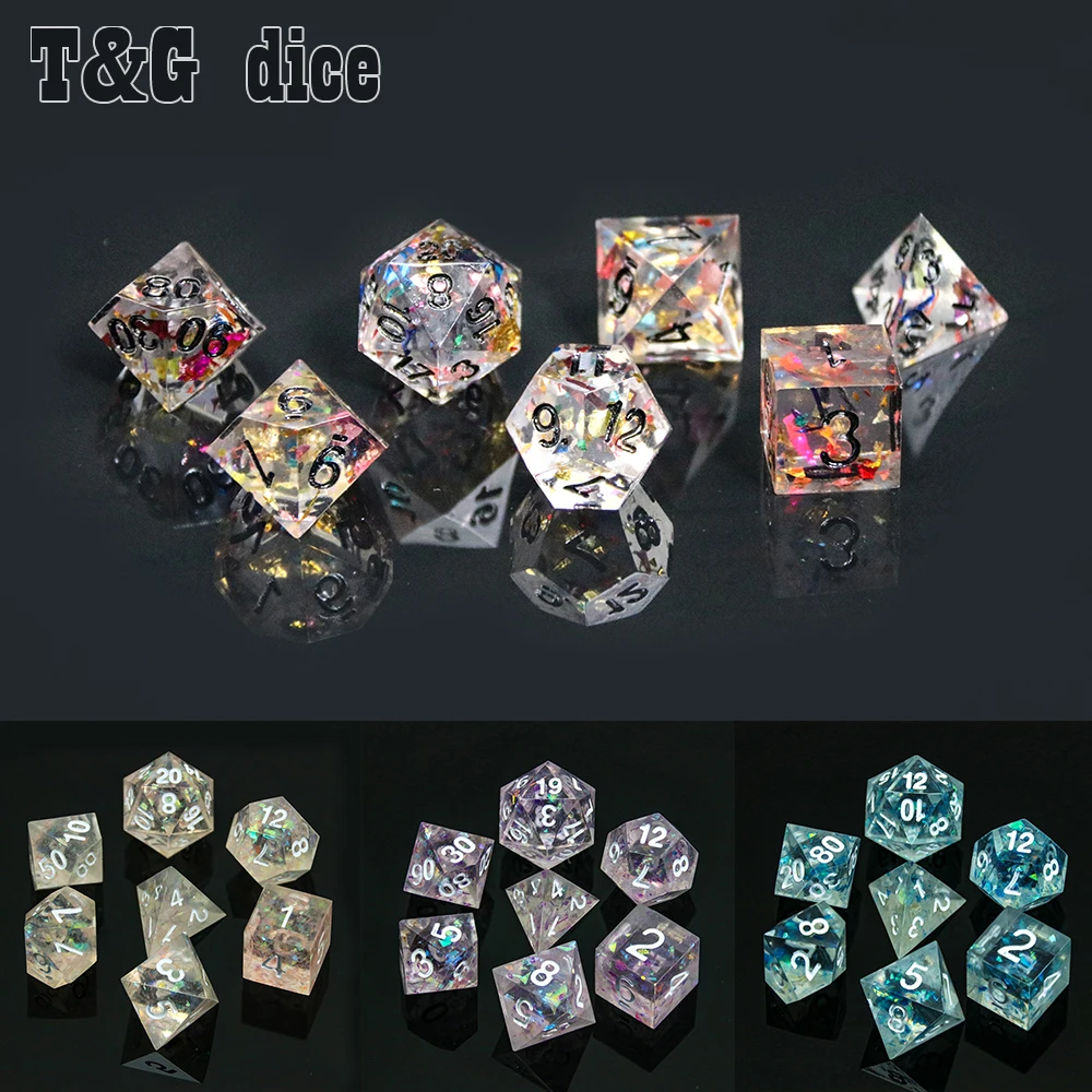 Красочные острые края кости набор 7 шт./компл. D4 D20 с DND RPG подарок настольные игры