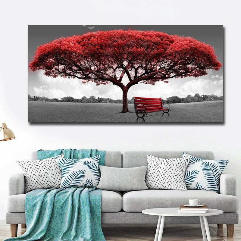 

Modern Red Money Tree Wall Art Canvas Posters Prints Wall Pictures For Office Living Room Home Decor Artwork