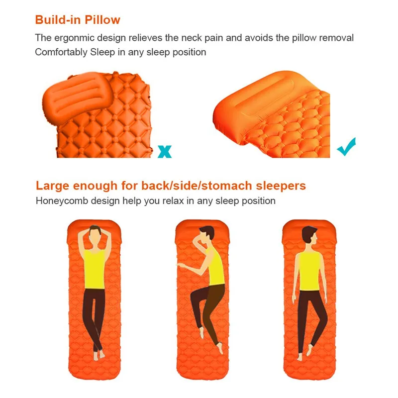 Кемпинг коврик Сверхлегкий надувной отдых на природе и дорожная подушка для