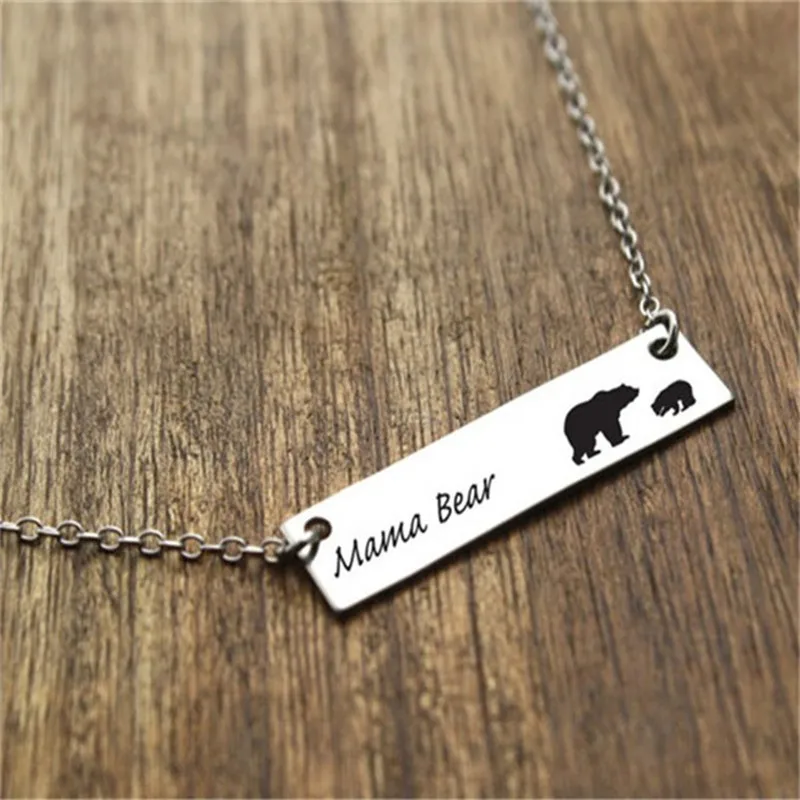 

Azone 2021 Trend Stainless Steel Choker Mom Bear Bar Fashion Chain Necklace Personalized Letter Gold Pendant Nameplate Gift