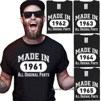 mens funny o neck cotton t shirt 56 57 58 59 60 years old anniversary gift 1961 1962 1963 1964 1965 design pattern mens wear