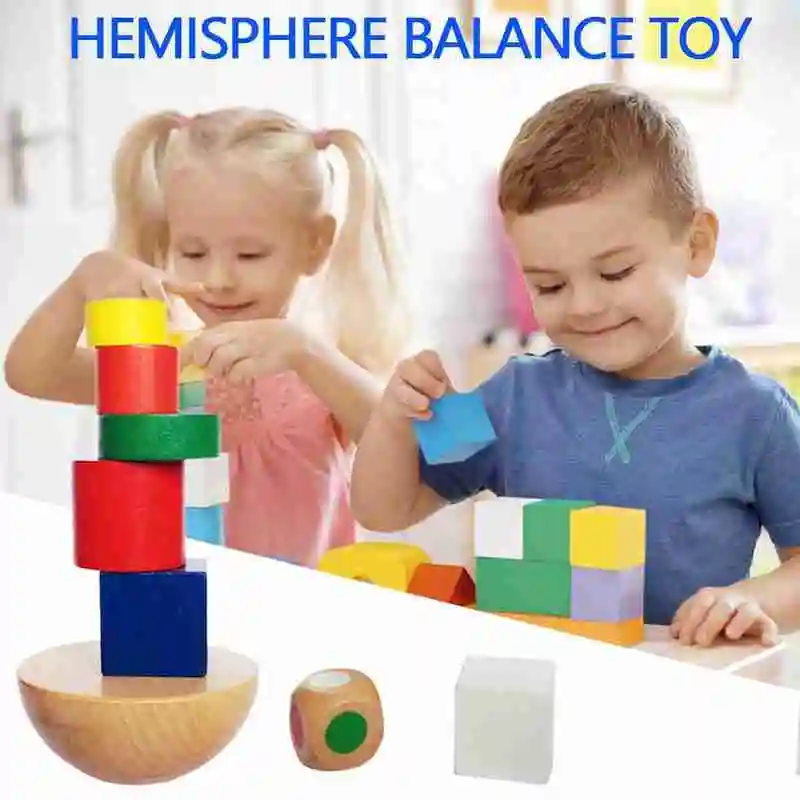 

Rainbow Color Geometric Assembling Wood Stack Shape Game Wooden Kids Training Educational Toys M4X6 Blocks Building Baby