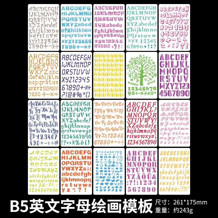 

17.5*26.1CM Letter Scrapbook Stencils Spray Plastic Mold Shield DIY Cake Hollow Embellishment Print Lace Ruler Valentine