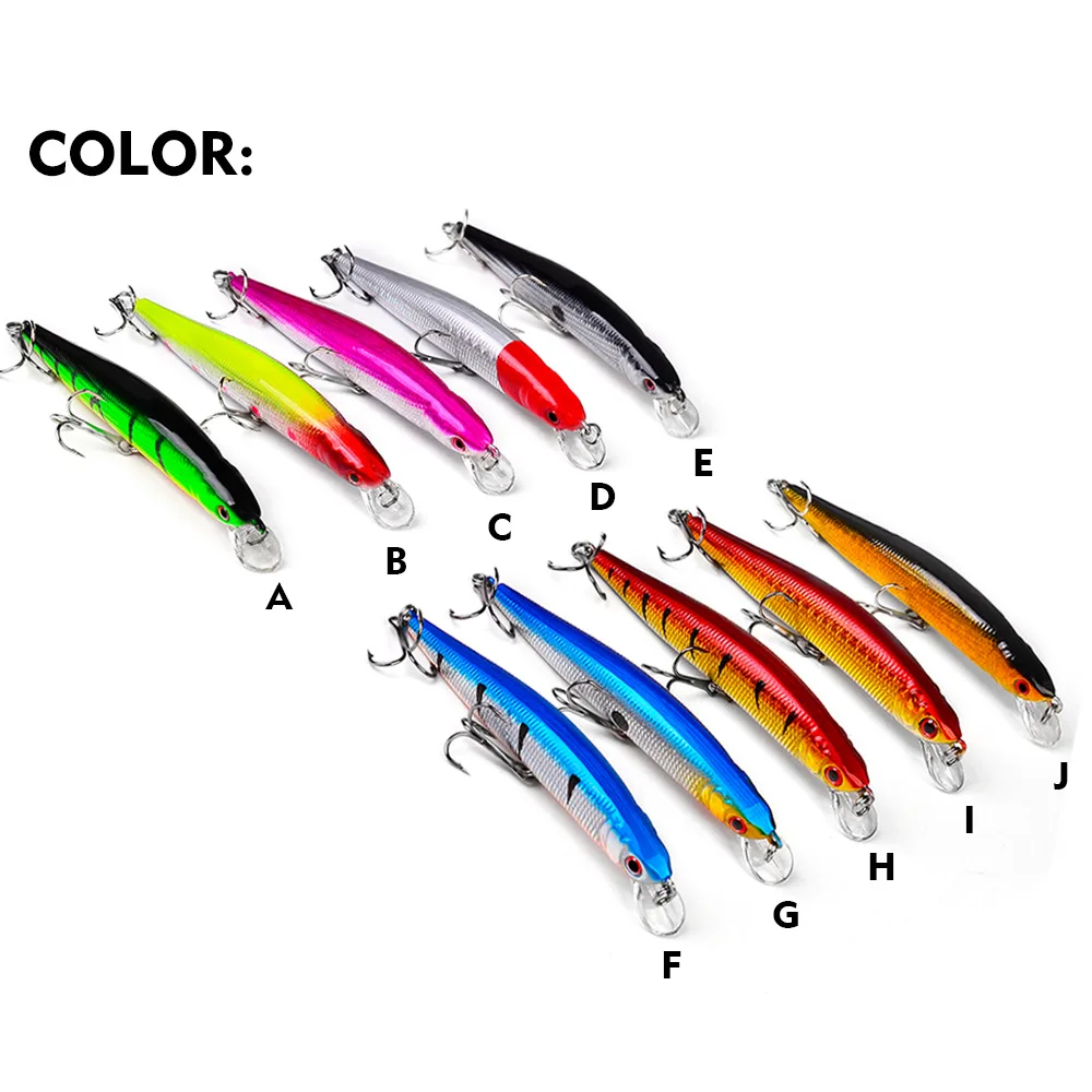 

PROBEROS 10pcs Fishing Lure Set 10cm 8.4g Hard Artificial Minnow Lures 10 Color Crankbait Fishing Baits #6 Treble Hook dw1050