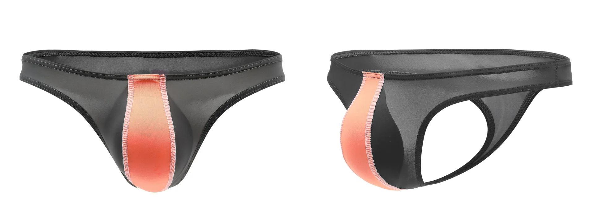 Мужские трусы стринги с низкой посадкой синие шелковые танга талией карманом для