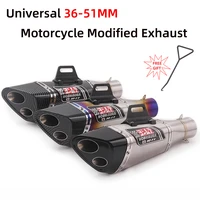 universal motorcycle exhaust 51mm muffler escape modify double hole for z900 z1000 mt 07 09 cb650f cb500x ninja250 ninja400 z400