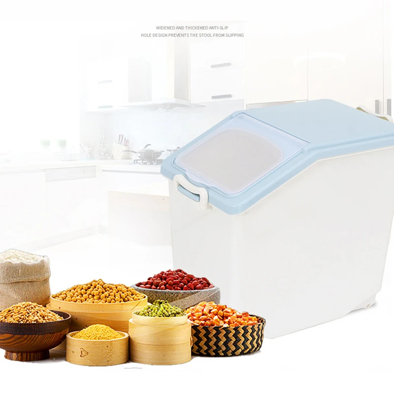 

Portable Rice Storage Box Kitchen Dried Food Storage Box Household Plastic Cereal Case with Sealed Lid Kitchen Grain Organizer