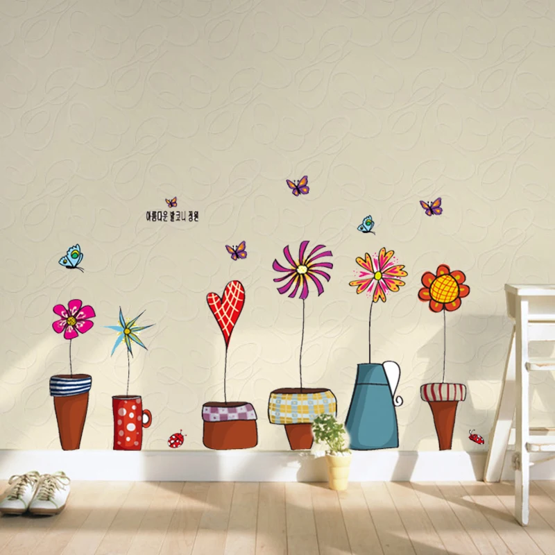 Детская спальня наклейки на стену для детской комнаты мультфильм сад Горшечное