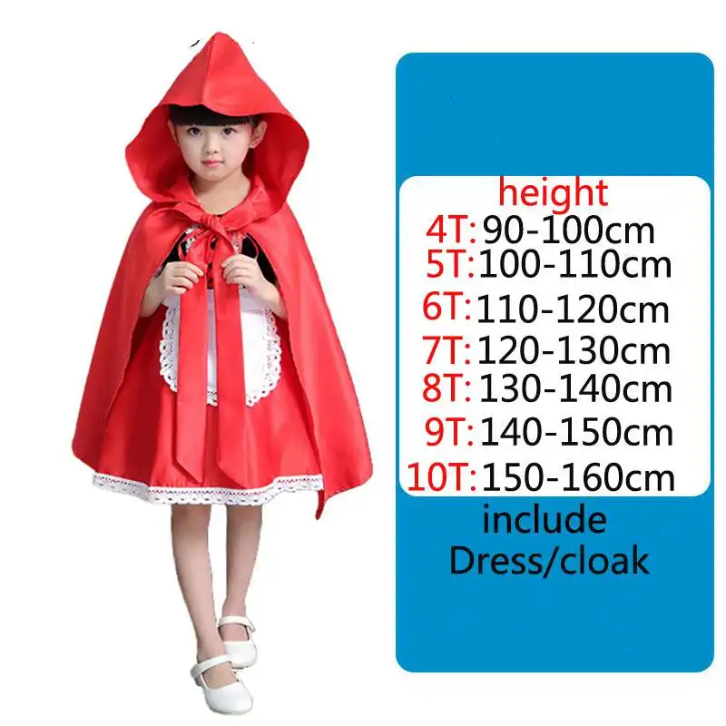 2020 little red riding hood cosplay costume for kids dress halloween carnival fantasia party girls fancy dress children party free global shipping