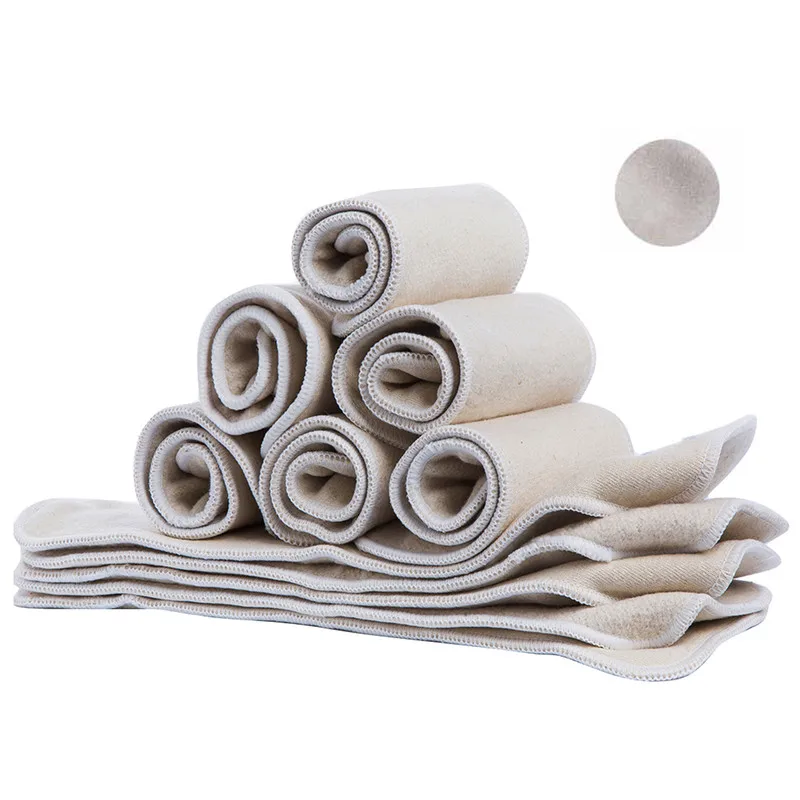 Детские многоразовые мягкие подгузники 10 шт. 4 слоя из пенькового хлопка моющиеся