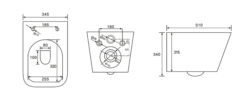 

Washdown Rimless WC China Wall Hung Toilet For Bathroom
