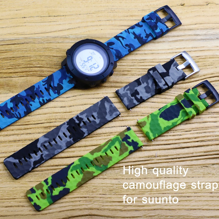 24mm Quick Release Watch Bands for Suunto 7 Spartan Sport Camouflage Silicone Watch Strap,Suunto 9,Traverse,D5 Diving Watchbands