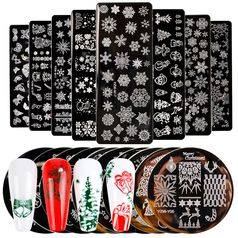 Рождество дизайн ногтей печать шаблоны для стемпинга Снежинка из нержавеющей