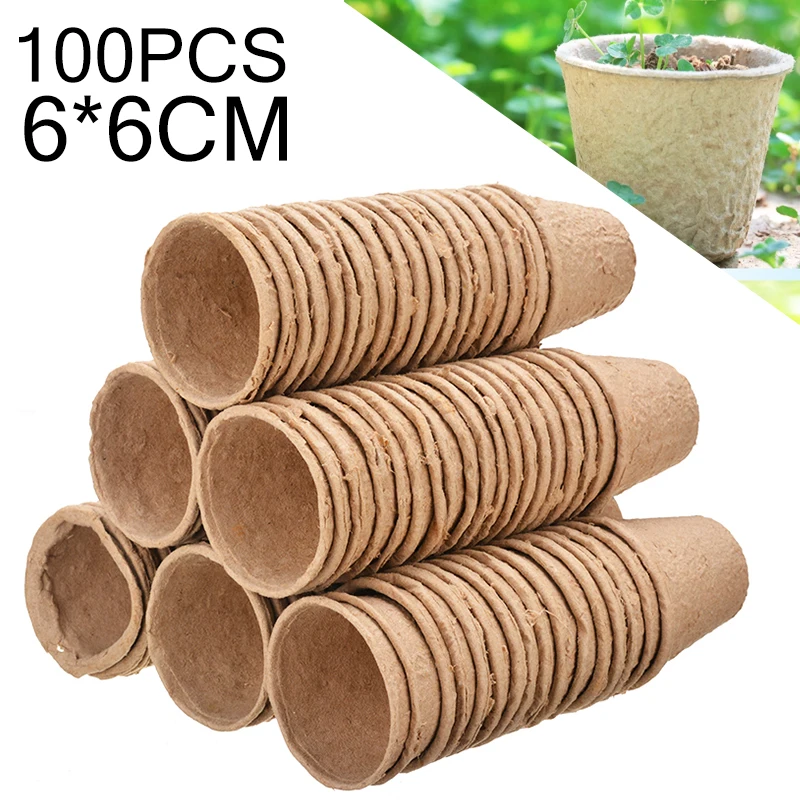 

100pcs 6cm Round Seeds Plant Paper Nursery Cup Biodegradable Home Seed Grow Pot Planting Seedling for Gardening Cultivation