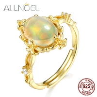 allnoel 925 sterling silver rings for women natural gemstone opal topaz real gold plated wedding brand antique fine jewelry