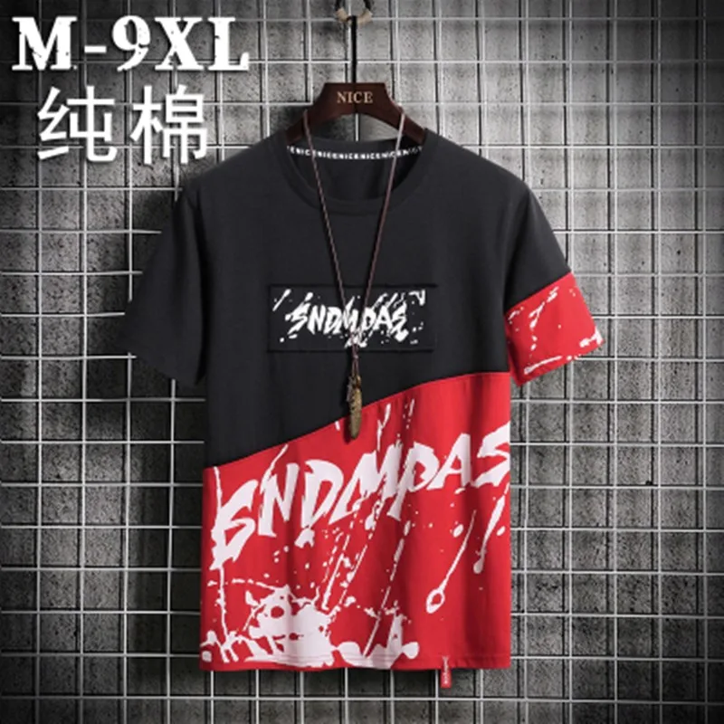 Летняя новая Повседневная футболка размера плюс 9XL в стиле хип-хоп 100% хлопок