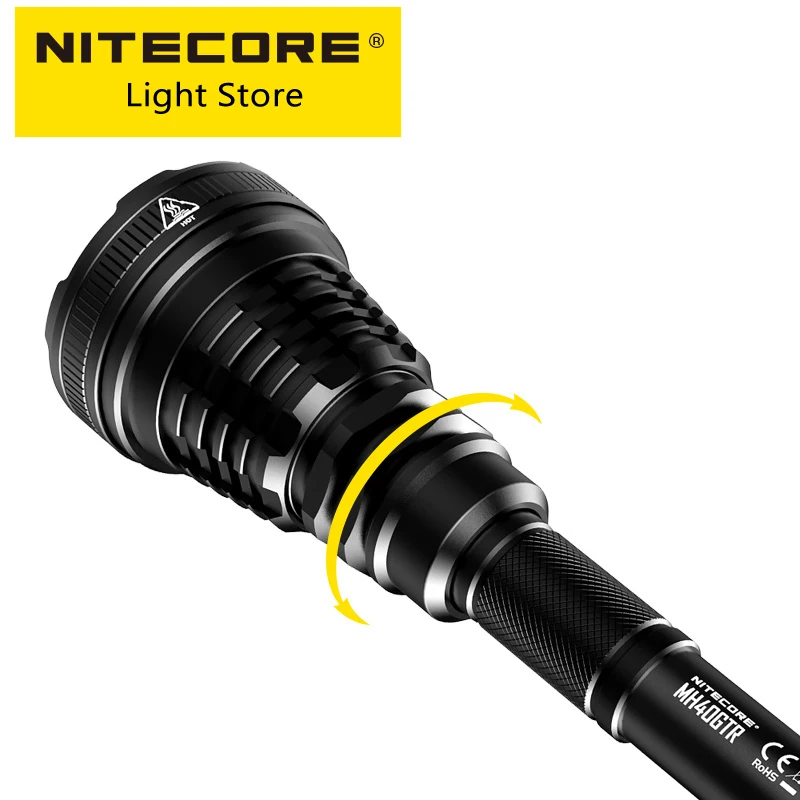 Pаспродажа Тактический охотничий фонарик Nitecore MH40GTR, отличный фонарь с прямой зарядкой и большим радиусом действия, 2x1865 0, 1200 люмен