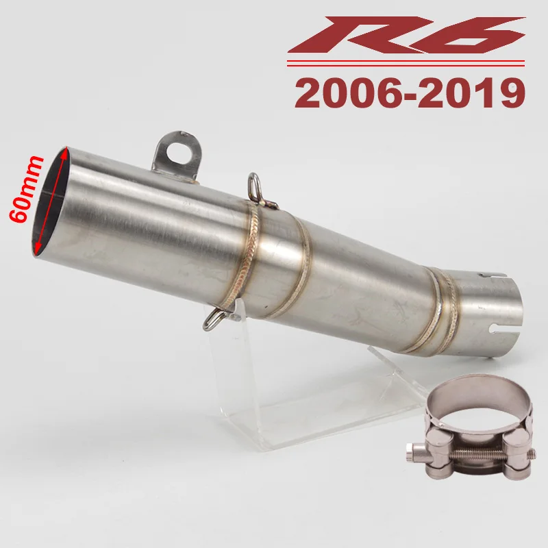 R6 2006-2019 Slip-on Exhaust Middle Link Pipe Escape Adapter 45mm 51mm 60mm Connect Central Pipe for Yamaha YZF R6 2006-2019