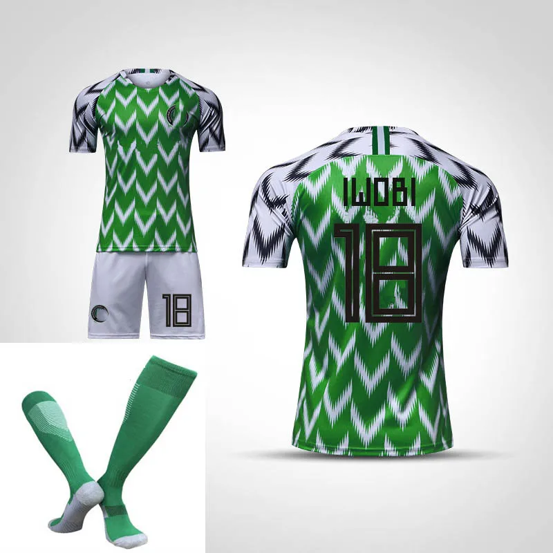 

World Cup Nigeria football jersey No. 10 star adult suit with socks jersey adults Boys Soccer Clothes Short Sleeve Soccer Jersey