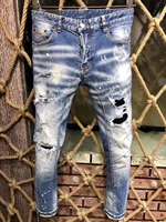 2021 fashion trend dsquared2 patch patch paint dot punk style mens jeans a220