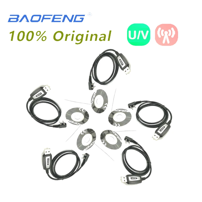 

USB-кабель для программирования Baofeng UV-5R, 5 шт., USB-кабель для программирования компакт-дисков для рации Baofeng 888S UV-5RE, UV-82, F8