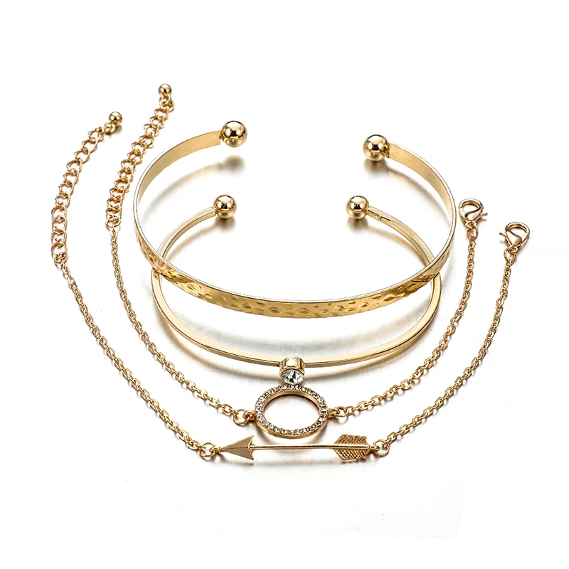 Tocona Золотая стрела Кристалл Круг Многослойные браслеты для женщин