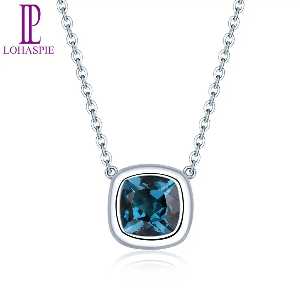 Женский кулон с голубым топазом LP 2.88CT Натуральный топаз 14 к белое золото