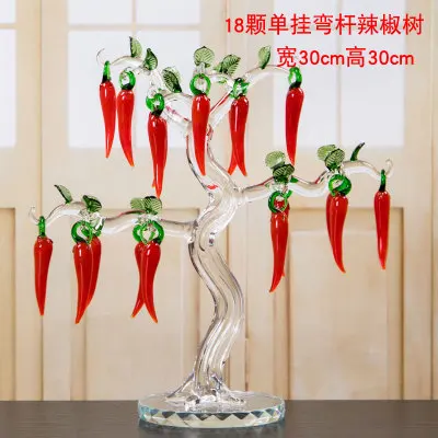 18pcs Single-hang Кристалл творческий день Чили дерево красные огненные украшения винный шкаф гостиная Свадебные украшения домашний декор стола - Цвет: 18pcs Single-hang