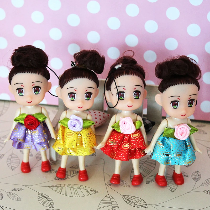 

Random Color Mini Cute Plush Princess Girl Dolls Key Chain Fashion Baby Kids Plastic Dolls Keyring Toys