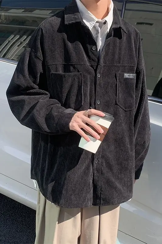 

2021 Spring And Autumn New Youth Popular Korean Pure Color Simple Corduroy Jacket Fashion Casual Single-breasted Top M-2XL