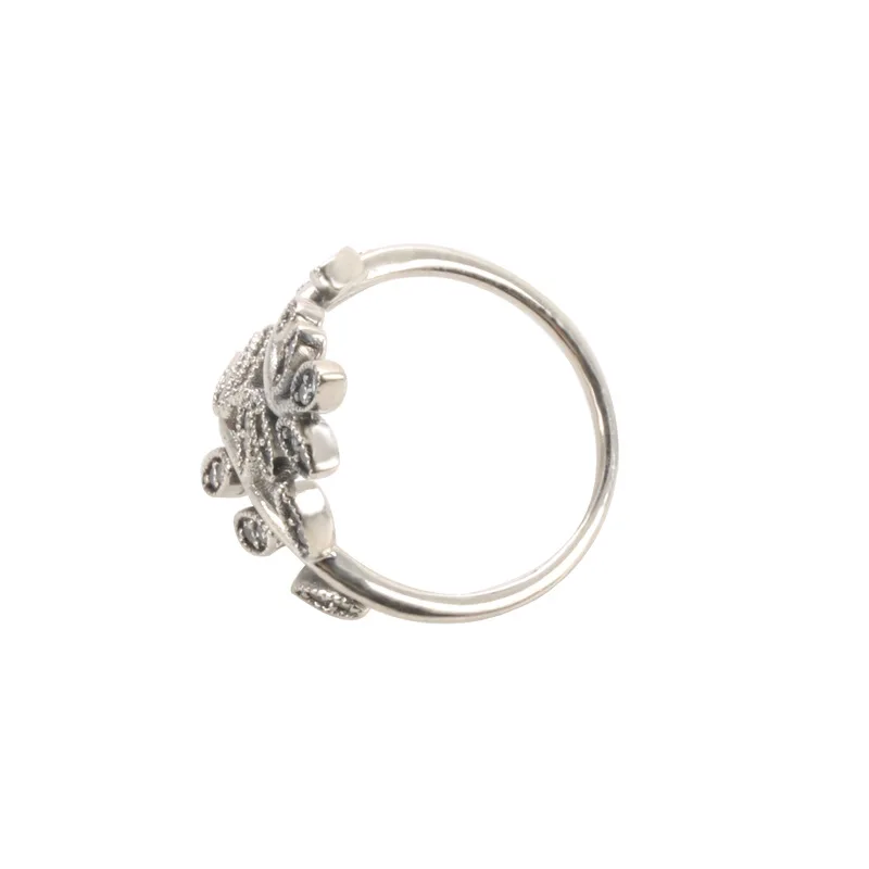 

S925 sterling silver pandoradora ring and American new sparkling ring Elegant leaves stacked ring female