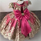 Кружевное платье для девочек с цветами, официальвечерние костюм принцессы, детские платья с бантом для девочек, Свадебная вечерняя детская одежда, платья