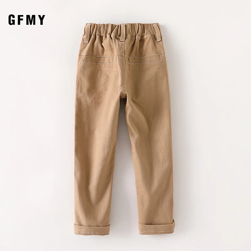 Штаны спортивные для мальчиков GFMY черные хаки однотонные с карманами Осень-зима