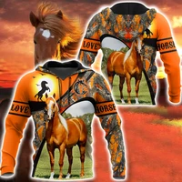 beautiful horse hunting 3d all over printed autumn men hoodie unisex casual zipper pullover streetwear sudadera hombre dw0463