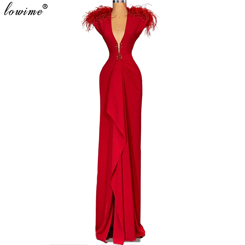 Красное вечернее платье в мусульманском стиле Длинные Простые Вечерние платья