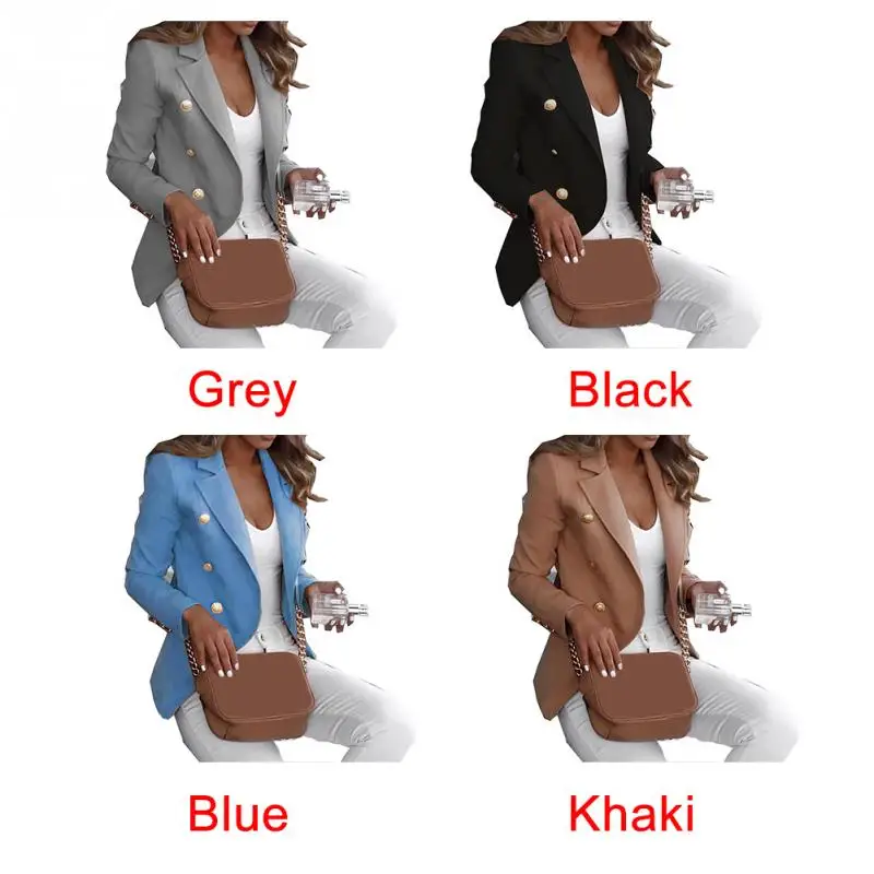 Женский новый тонкий двубортный темперамент черный маленький костюм модный