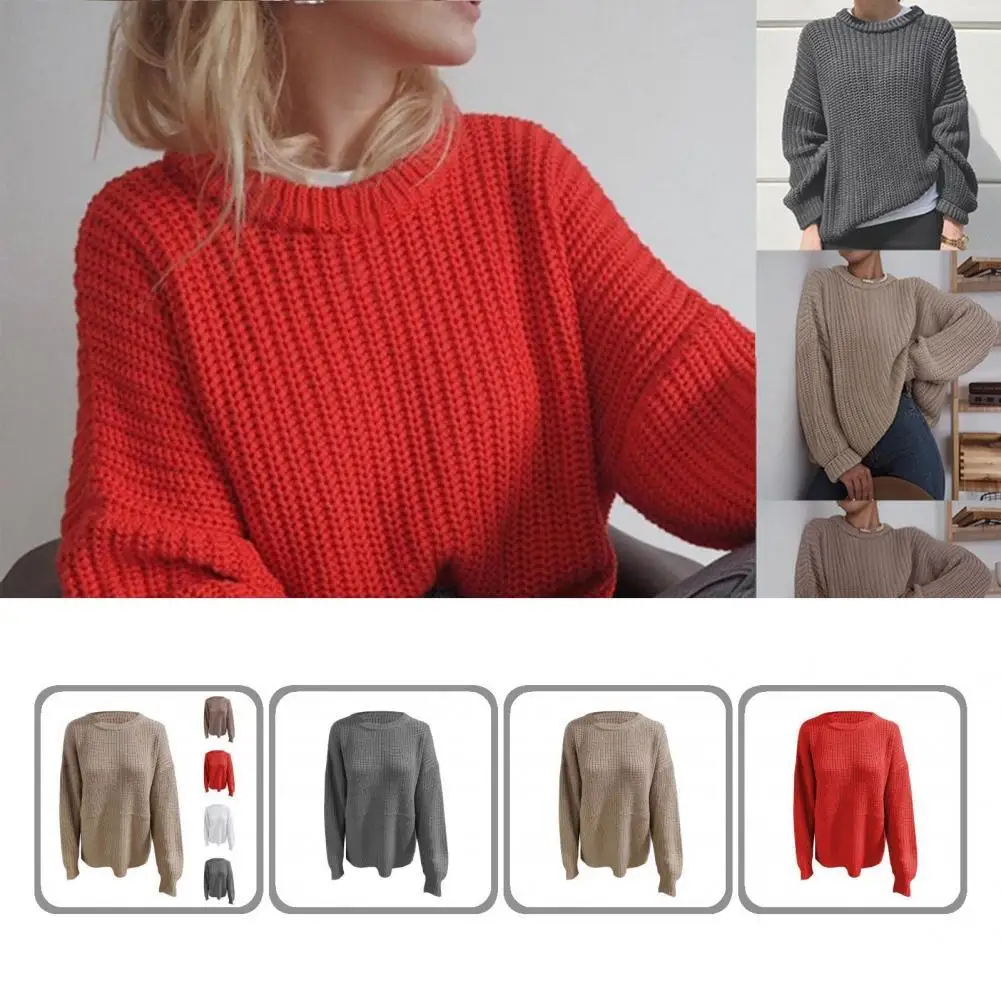 

Breathable Great Knitted Female Loose Sweater Warm Winter Sweater All Match for Work