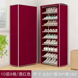 

10 layer Shoe Cabinet Simple Dustproof Home Space-saving indoor Assembly Nonwoven Fabric With Zipper Closed Storage Shoe Rack