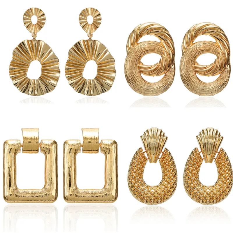 2019 Винтажные серьги большие для женщин эффектные Серьги геометрический