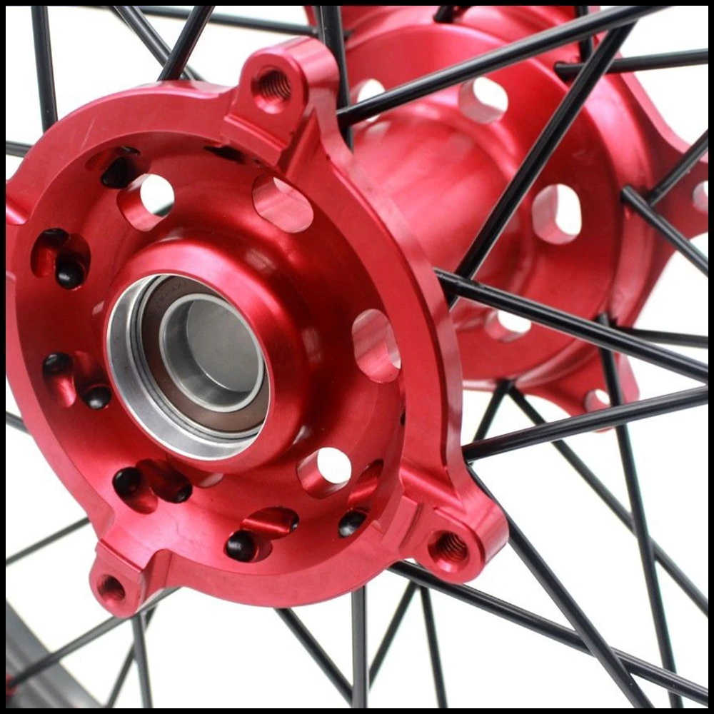 21/19 MX Мотоцикл колеса диски набор для YAMAHA YZ 125/250 1999 2019 YZ250F 2001 YZ450F 2003 красный ниппель