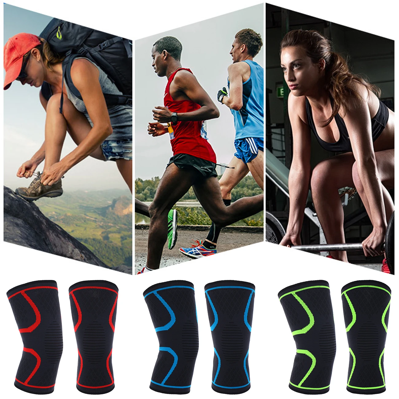 

Knee Compression Sleeve Anti Slip Knee Brace Knee Support For Running Basketball Gym Workout Sports