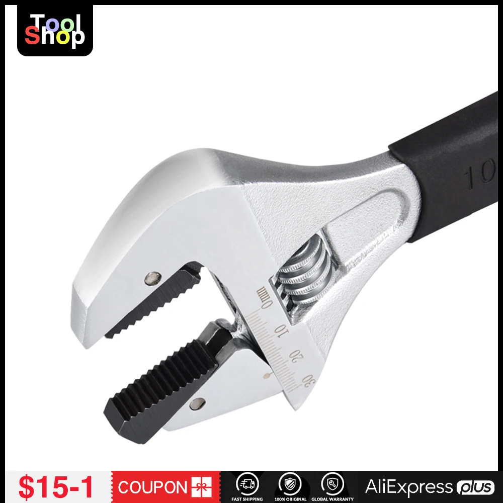 Гаечный ключ Регулируемый Трещотка с рукоятка покрыта нескользким материалом