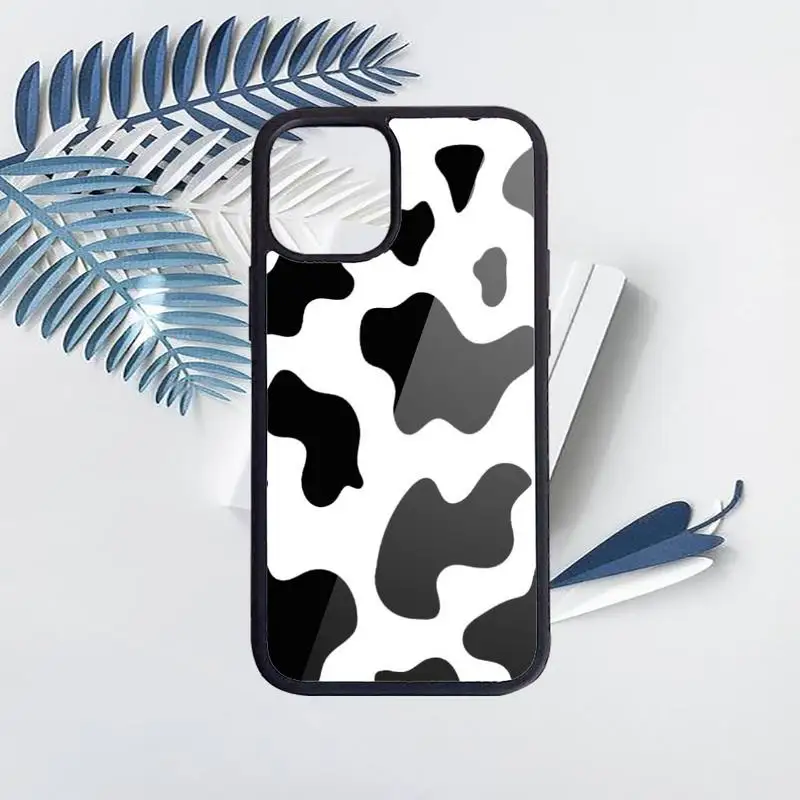 

Black Cow Symbol Pattern Print Phone Case PC for iPhone 11 12 pro XS MAX 8 7 6 6S Plus X 5S SE 2020 XR Luxury brand shell funda