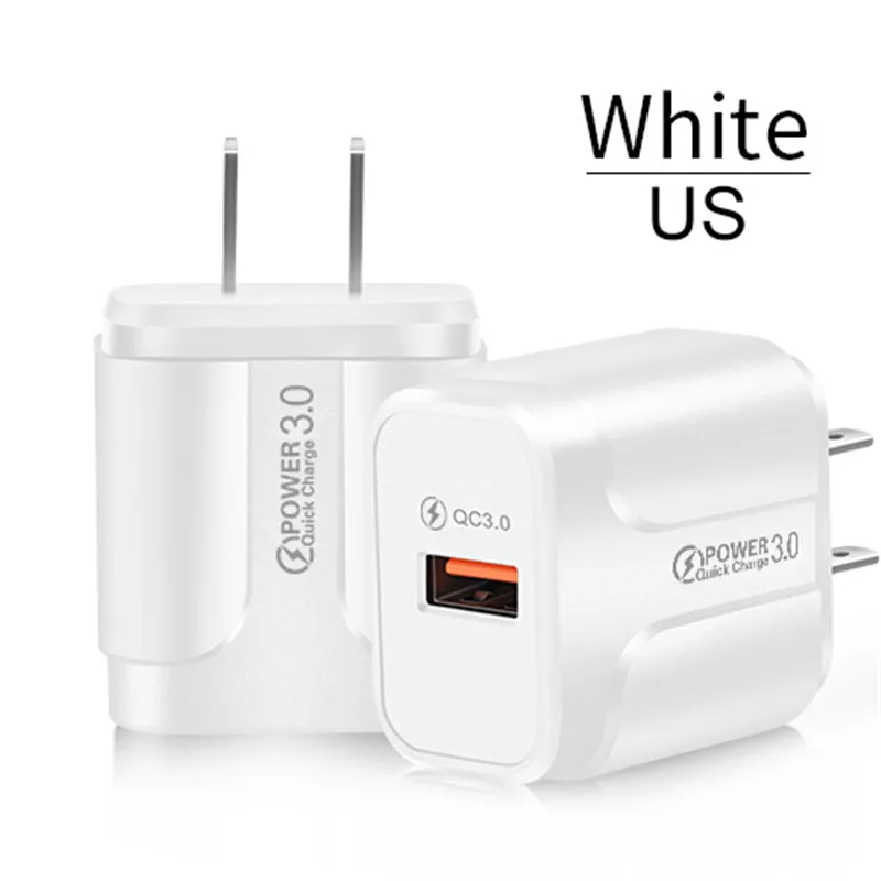 US Plug White USLION Быстрая зарядка QC 3,0 USB en US зарядное устройства для iPhone samsung Xiaomi универсальная Быстрая зарядка мобильные телефоны настенные зарядные устройства - Тип штекера: US Plug White